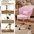 thumbnail image 4 of Hawsaiy Shell Back Home Office Chair with Lumbar Pillow, Modern Upholstered Desk Chair with Gold Metal Base, Swivel Adjustable Computer Chair for Home Office, Pink, 4 of 11
