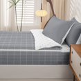 thumbnail image 5 of Manfei Minimalist Check Zipper Queen Comforter Set with Fitted Sheet and 2 Pillowcases,Modern Grid Zipper Bedding Set,Gray,Reversible,4pcs, 5 of 8