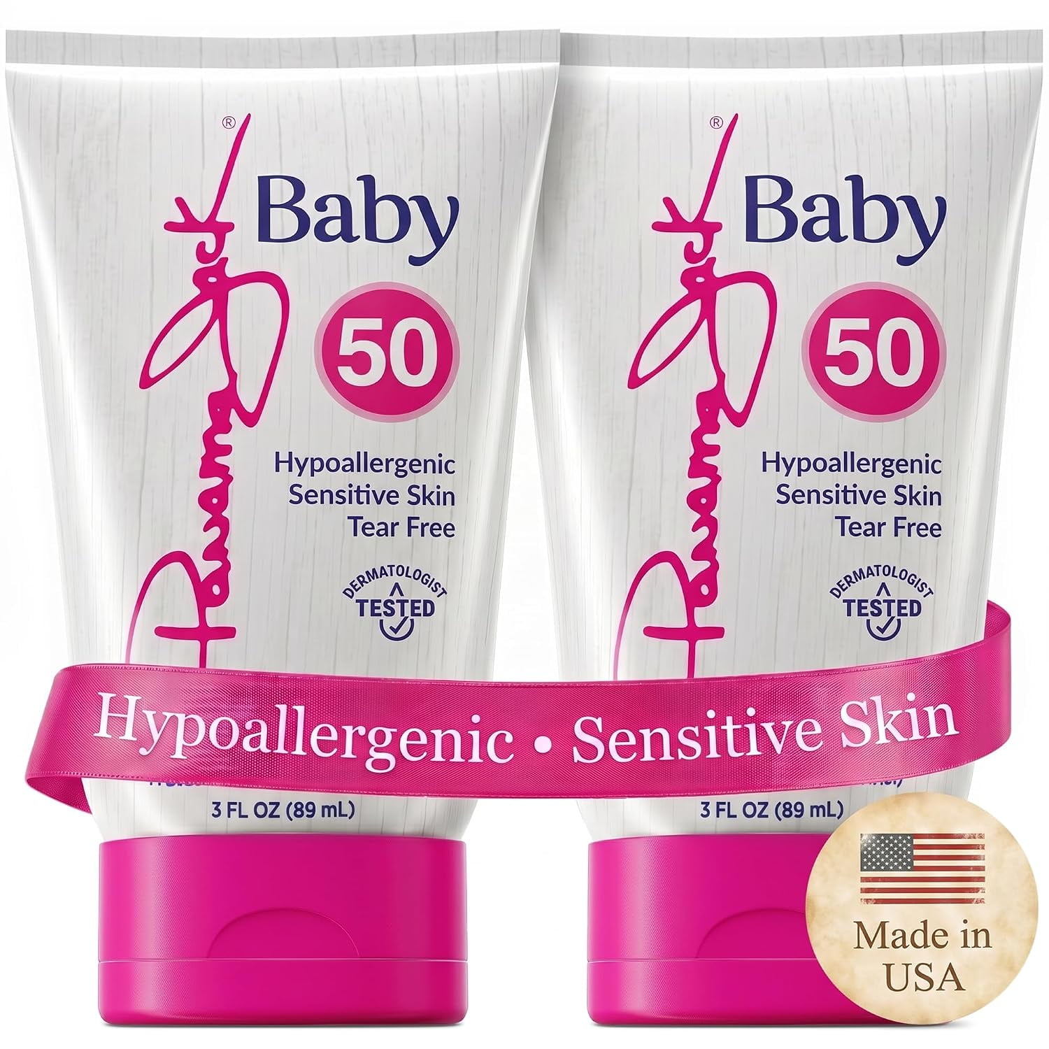 Panama Jack Baby Sunscreen Lotion - SPF 50, Broad Spectrum UVA/UVB Protection, Hypoallergenic, PABA, Paraben, Gluten & Cruelty Free, 3 FL OZ (Pack of 2)