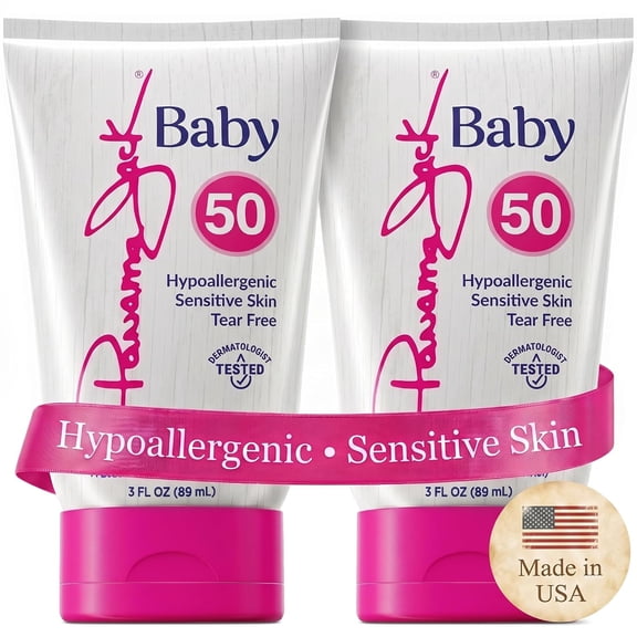 Panama Jack Baby Hypoallergenic Sunscreen Lotion, Broad Spectrum SPF 50, 3 fl oz, 2 Pack