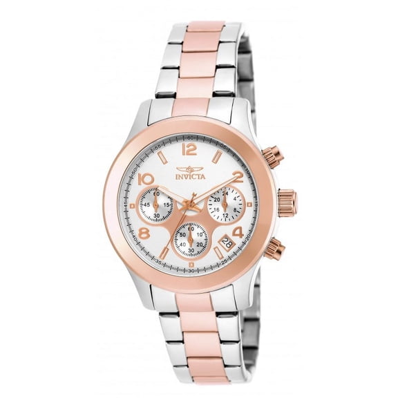 Invicta Women's 19220 Angel Quartz 3 Hand Silver, Rose Gold Dial Watch