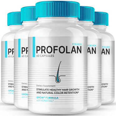 Profolan Hair Growth Capsules, Profolan Supplement Pills - Maximum Strength, Promotes Stronger, Thicker Hair, Fights Hair Loss Naturally with Nutrient-Rich Formula Pro Folan Reviews (5 Pack)