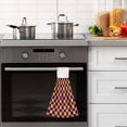 thumbnail image 5 of Haosy 2 Pack Kitchen Wash Cloths with Hanging Loops Absorbent Absorbent Quick Drying Hand Towels, Pink and Orange Checkered, 5 of 7
