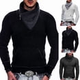 thumbnail image 6 of Men's Asymmetrical Zip Knit Sweater High Neck Long Sleeve Slim Fit Pullover, 6 of 6