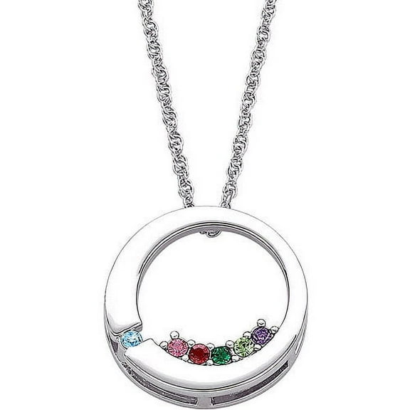 Family Jewelry Personalized Planet Mother's Sterling Silver Mother's Birthstone Circle Necklace ,Women's