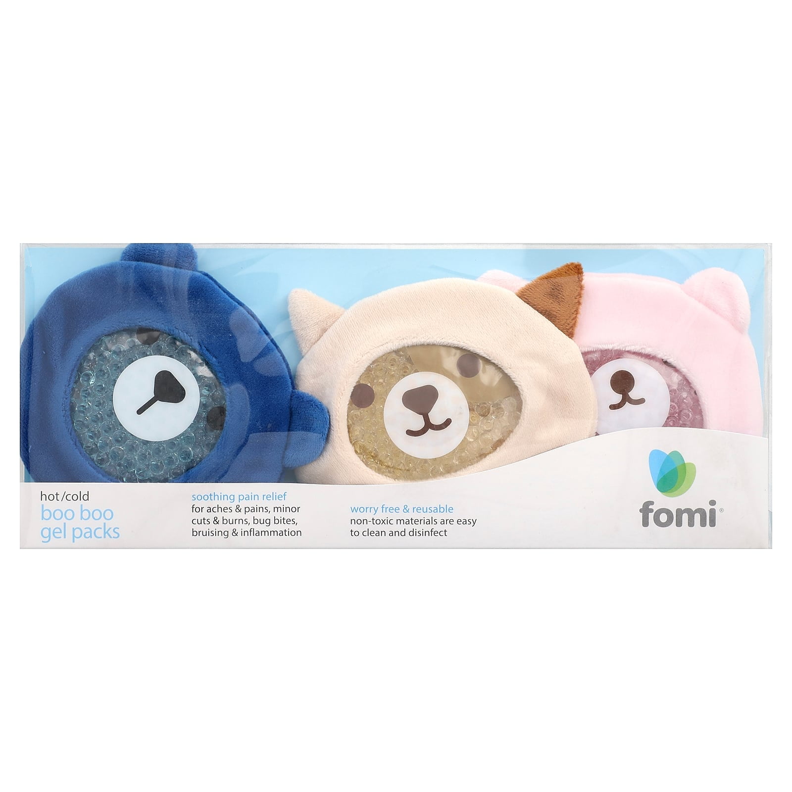 FOMI Hot/Cold Boo Boo Gel Packs, Bears, 3 Pack
