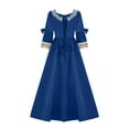 thumbnail image 3 of yoeyez 18th Century Dress Victorian Wedding Guest Dress Lace Stitching Corset Ball Gown Long Satin Rococo Party Dresses Masquerade Party Dress Blue,S, 3 of 4