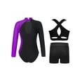 thumbnail image 4 of iiniim Girls Ballet Dance Biketard with Shorts and Vest Gymnastics Bodysuit 3 Piece Athletic Purple 6, 4 of 6