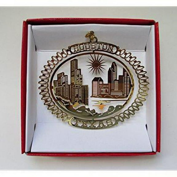 Houston Texas Brass Christmas Ornament