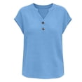 thumbnail image 7 of Horkkom Dress Shirts for Women Summer V Neck Button Short Sleeve Tops Business Work Casual Tops L, 7 of 7