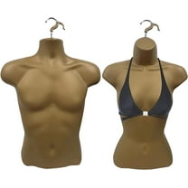 DisplayTown Bronze Male Bronze Female Mannequin Injection Forms Half Rounded Waist Body Torso Dress Form with Only Hanging Hook, S-M Sizes