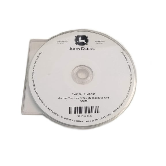 John Deere GT225/GT235/GT235E/GT245 Lawn & Garden Tractors Technical Manual CD - TM1756CD