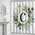 thumbnail image 5 of Letter C Shower Curtain for Bathroom Decor, Alphabet Green Eucalyptus Leaves Plant Simple Waterproof Fabric Shower Curtain, 72"x78" Set with 12 Hooks, 5 of 9