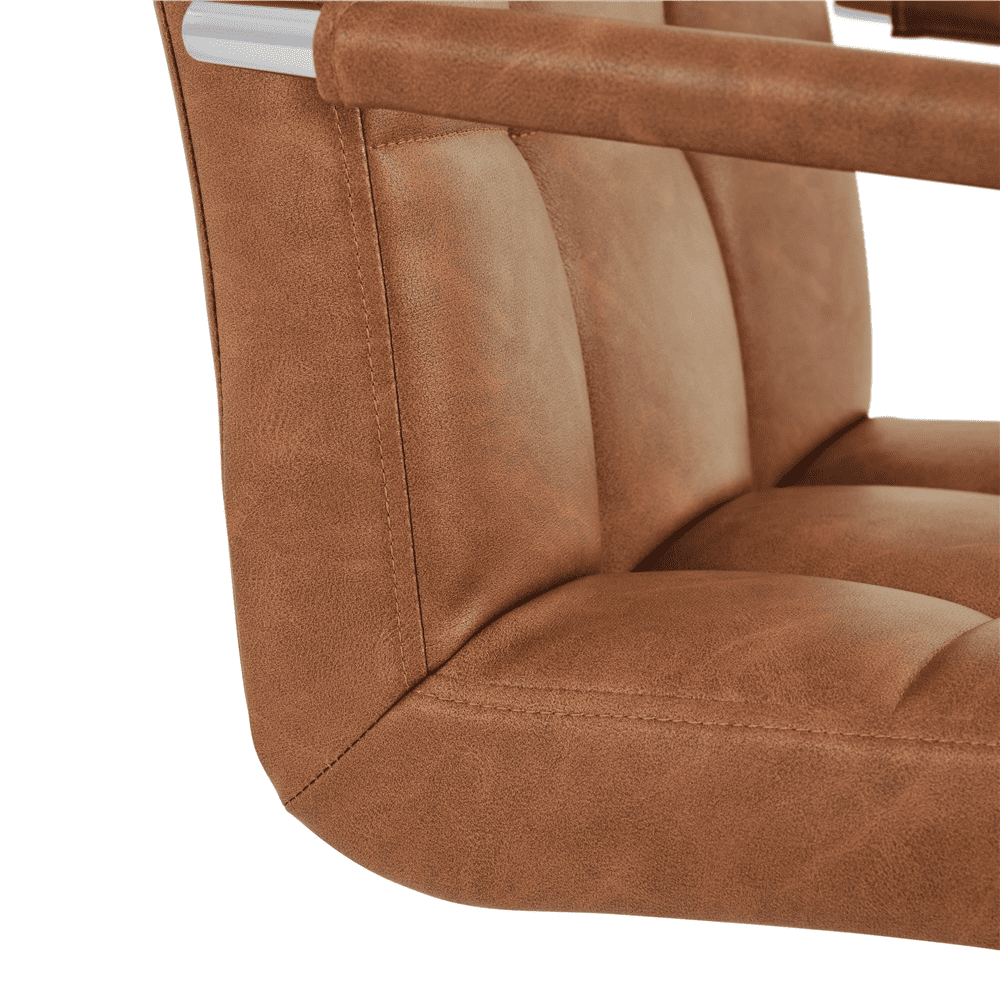 Alden Design Adjustable Faux Leather Mid Back Office Chair with Armrests, Retro Brown