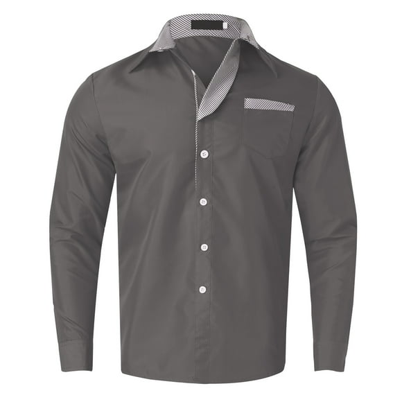 Ketyyh-chn99 Mens Long Sleeve T-Shirt 2024 Men's Tops Summer Button Down Shirt Slim Fit Solid Color Blouse Cotton Dress Shirts for Men Gray,3XL