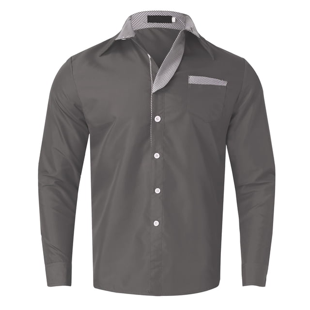 Men's Fashion Casual Long Sleeve Shirt - Solid Color Collar Button Design, Cotton Linen Blend for Work/Leisure