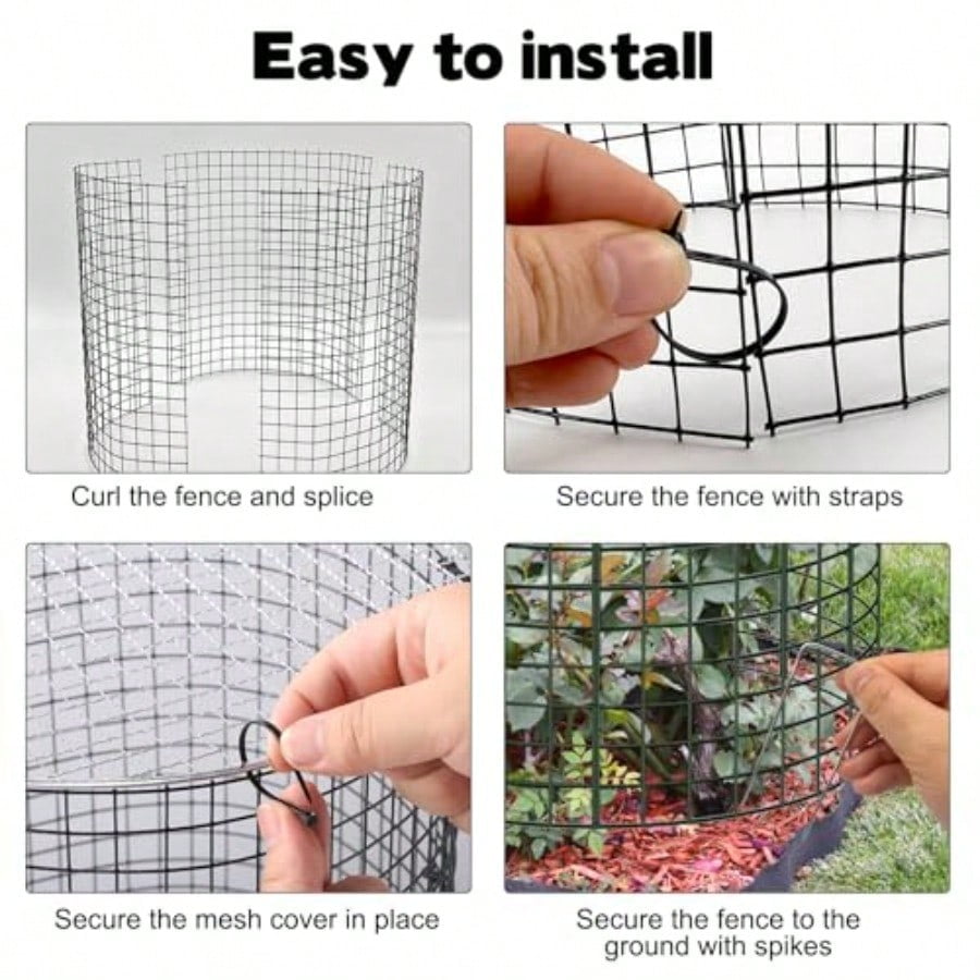 30 Pcs 24'' x 12'' Large Wire Plant Protector from Animals With Metal Cover 10 Pack Metal Plant Cage Chicken Wire Cloche with 10Pcs Metal Covers to Keep Animals Out Garden Protection Bunny Barricade