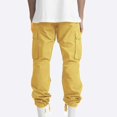thumbnail image 3 of CHOK Men Flap Pocket Drawstring Elastic Waist Cargo Pants Straight-Fit Casual Pants Solid Trousers Relaxed Plus Size Long Pant, 3 of 9