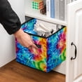 thumbnail image 5 of Tie Dye Foldable Storage Basket with Handle, 10.8"x10.5"x10.6", Large Capacity, Storage Cubes, Toy Storage, 5 of 6