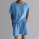 thumbnail image 2 of Conjunto de Pantalones Cortos Deportivos para Hombres, Cuello Redondo de Manga Corta de Moda para el Desgaste Casual Y de Playa, Traje de Poliéster Suave, 2 of 9