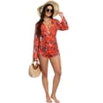 thumbnail image 7 of Cadmus Women's 3 Piece Swimsuits Tropical Print Bikini Set with Cover Up,010, X-Large, 7 of 7