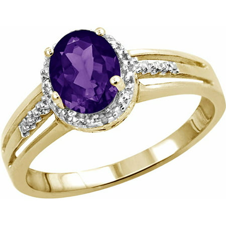 JewelersClub 1.35 Carat Amethyst Gemstone and Accent White Diamond Ring