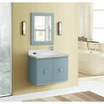 thumbnail image 2 of Bellaterra Home 31" Single wall mount vanity in Aqua Blue finish top with White quartz and round sink, 2 of 7