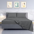 thumbnail image 3 of PiccoCasa 4 Pieces Bed Sheets Set with Flat Sheet, Fitted Sheet and Pillowcases King Dark Gray, 3 of 6