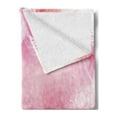 thumbnail image 2 of Pink Soft Flannel Fleece Throw Blanket, Hazy Japanese Cherry Blossom Trees with Feather Effects on Top Romantic Design, Cozy Plush for Indoor and Outdoor Use, 50" x 70", Pale Pink White, by Ambesonne, 2 of 5