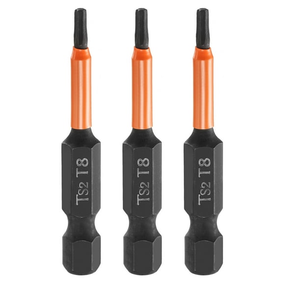 Uxcell 3pcs T8 Torx Head Screwdriver Bit 2" Long 1/4" Hex Shank Magnetic Tamper Proof 6 Point Star Screw Driver Black Phosphate