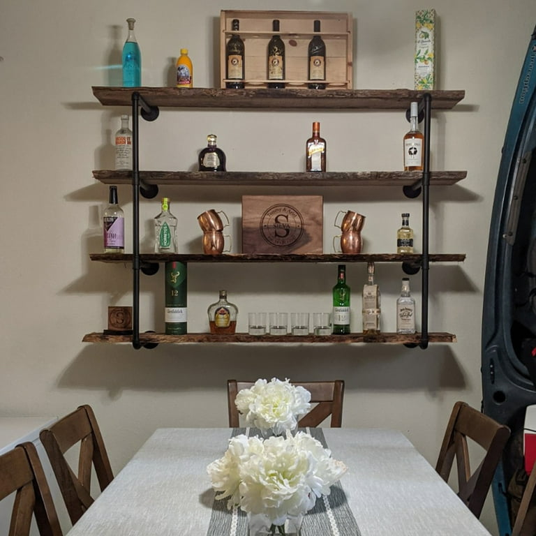 Industrial Wall Mount Iron Pipe Shelf Bracket - 5-Tier Vintage Style Shelf Kit (Planks Not Included)