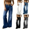 thumbnail image 7 of qucoqpe Womens Wide Leg Jeans High Waisted Stretchy Baggy Trendy Flare Denim Pants, 7 of 7