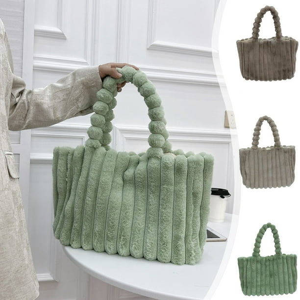 Bolso de tela suave para mujer - Bolso de hombro de gran capacidad en café, caqui, verde | Bolsa de tela espaciosa de 30x24x15cm