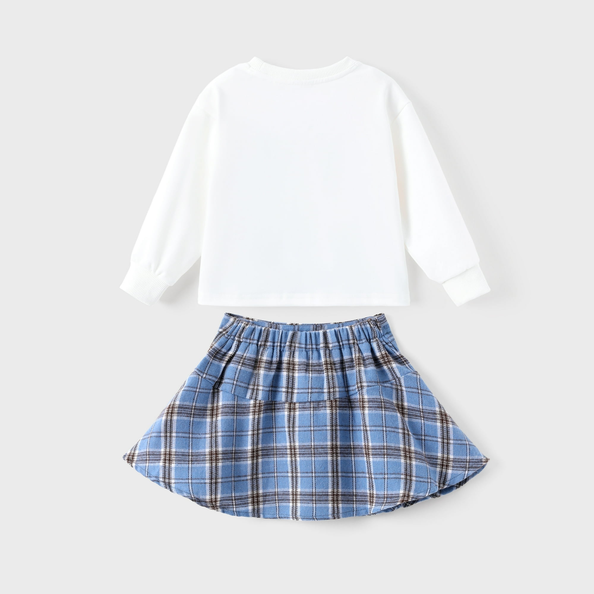 Disney Frozen Girls Dresses Sets Elsa Graphic Crewneck Crop Sweatshirt and Plaid Skirt School Outfits Kids 5-6Y