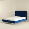thumbnail image 4 of Alice Mid Century Modern Blue Velvet Upholstered Queen Platform Bed, 4 of 8