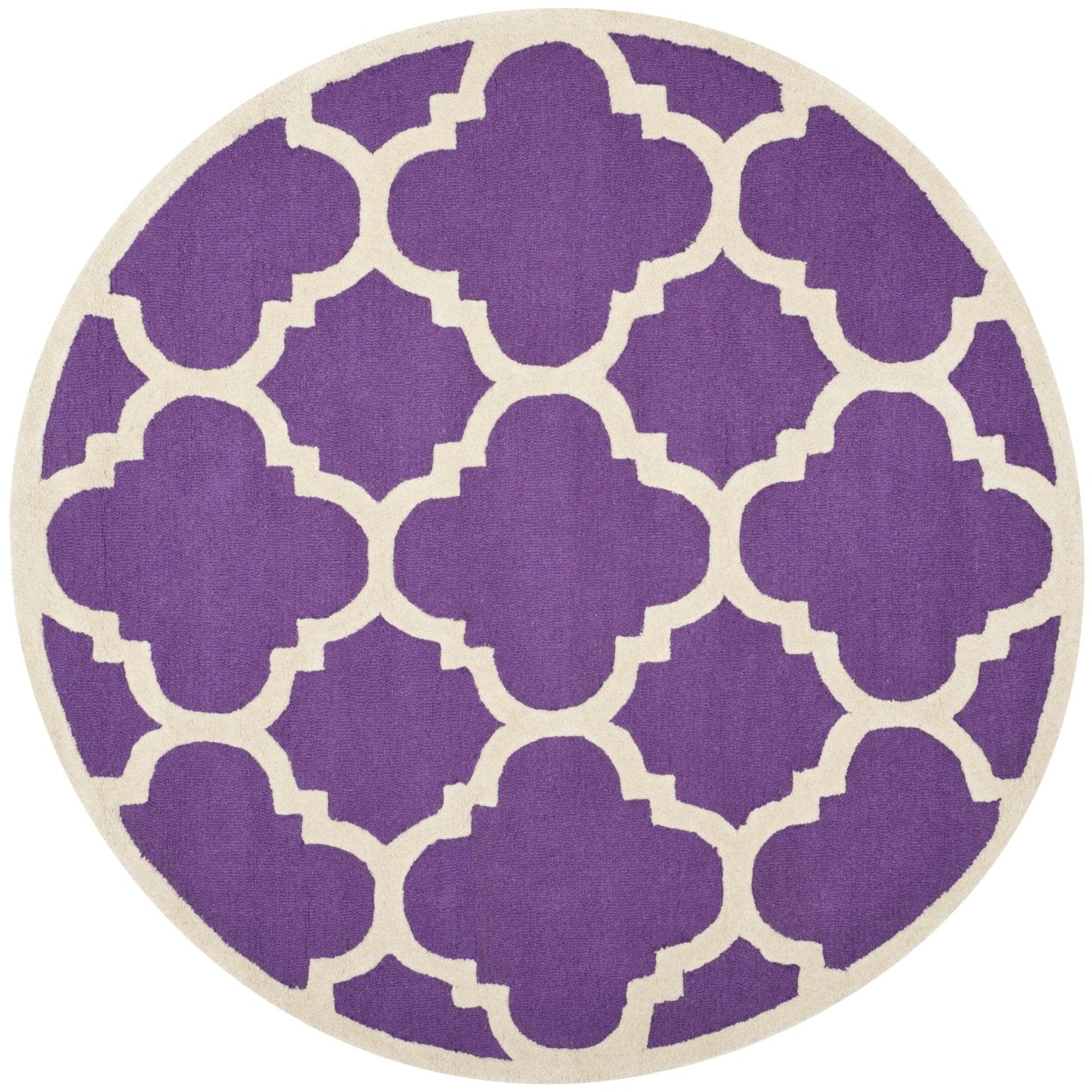 SAFAVIEH Cambridge Justine Geometric Quatrefoil Wool Runner Rug, Purple/Ivory, 2'6" x 8'