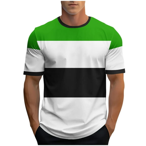 Mens Color Block T-Shirt Casual Crewneck Short Sleeve Shirts Loose Fit Gym Workout Athletic Work Business Tee Tops