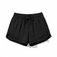 thumbnail image 5 of Cagogo Women Quick Dry Athletic Shorts Drawstring Elastic Waist Casual Slim Regular Fit Sporty Workout Running Summer Shorts Activewear Bottoms, Black M, 5 of 5