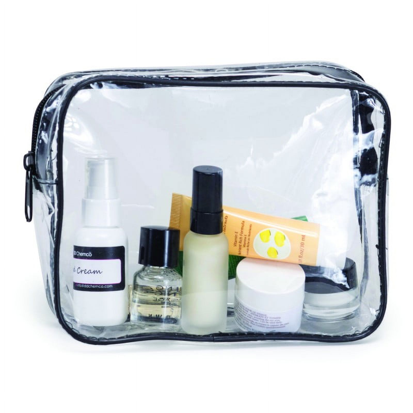 Clear Toiletry Bag See Through Cosmetic Pouch Transparent Travel Organizer Shaving Kit Bags For Men & Women Black