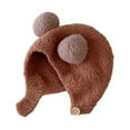 thumbnail image 2 of Eoperou Cute Winter Warm Kids Girl Boys Baby Hat Fleece Hat with Ball Decor Patchwork Color Ear Protection Hat Soft Newborn Bonnet Hat, 2 of 7