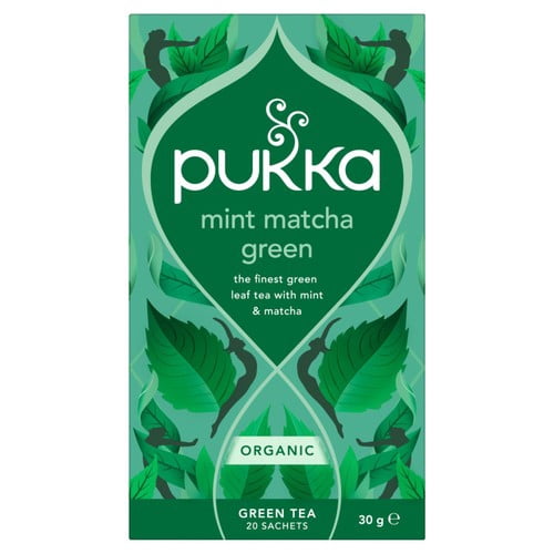 PUKKA Mint Matcha Green Organic & Fair Herbal Tea Bags 20's, British Import (Pack of 3)