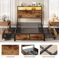 thumbnail image 7 of Bolvdo Twin Size Bed Frame with 2-Tier Bookcase Headboard, Charging Station & LED Lights, 4 Storage Drawers, Heavy-Duty Metal Support, Noise-Free, No Box Spring Needed, Brown, 7 of 7
