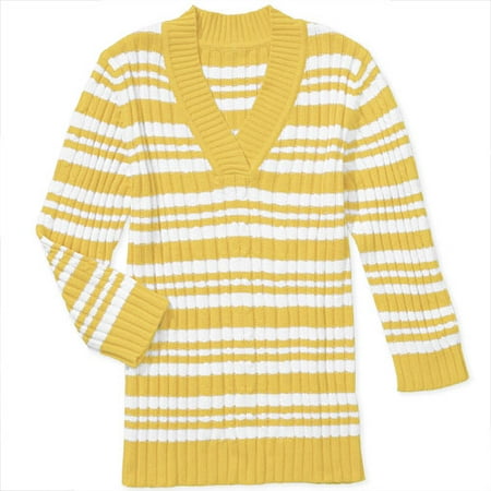 Faded Glory - Women's Stripe V-Neck 3/4-Sleeve Sweater