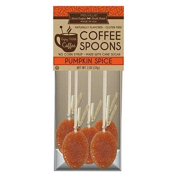 Melville Candy Hard Candy Pumpkin Spice Coffee Spoons Lollipop On Wooden Ball Sticks, 5 Count Bag