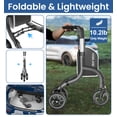 thumbnail image 6 of HOMLAND 3-Wheel Folding Walkers for Seniors, Lightweight Three Wheel Walker with Cane and Cup Holder, Height Adjustable Narrow Space Mobility Aid - Black, 6 of 6