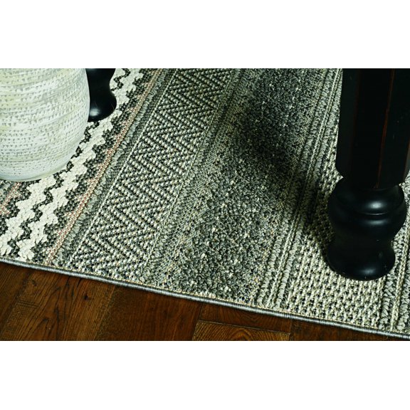 4' x 6' Taupe Geometric Lines Area Rug