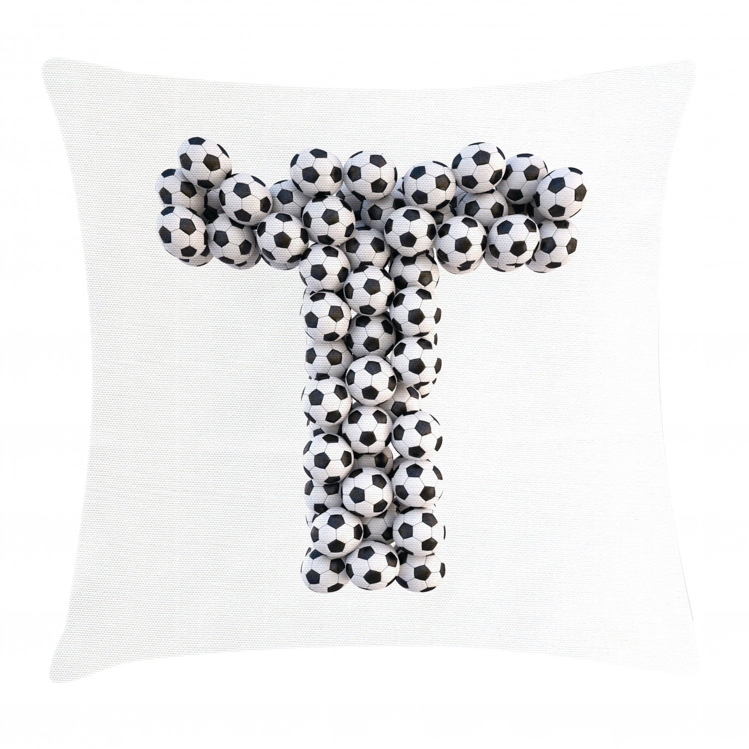 Letter T Throw Pillow Cushion Cover, Horizontal Vertical Soccer Ball