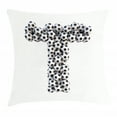 thumbnail image 1 of Letter T Throw Pillow Cushion Cover, Horizontal Vertical Soccer Ball Design Competition Theme Alphabet Arrangement, Decorative Square Accent Pillow Case, 16 X 16 Inches, Black White, by Ambesonne, 1 of 2