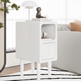 thumbnail image 3 of Narrow Nightstand, Solid Wood Night Stand with Drawers, White Mid Century Modern Nightstand, Small Beside Table with Open Storage Shelf for Bedroom (10 inch), 3 of 8