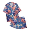 thumbnail image 4 of Girls Pajamas Girls Pajama Set Children's Fashion Independence Day Print Button Down Lapel Short Sleeved Top Shorts Pajama Set, 4 of 4